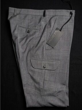 Z Zegna Grey 100% Wool Slim Fit Cargo Trousers – Flat Front – US 36 BNWT $895